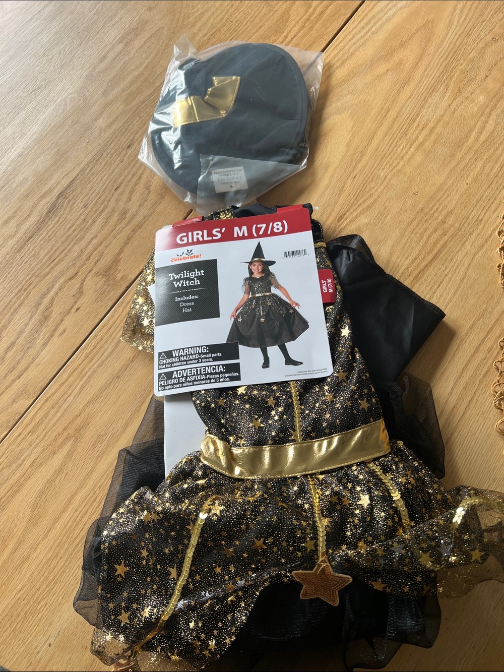 New Celebrate It Twilight Witch Costume Dress and Hat - Black & Gold medium